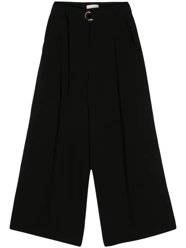 Ulla Johnson Belted Crepe Palazzo Pants in Black