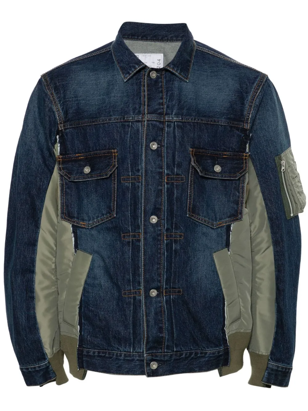 Sacai Patchwork Denim Jacket In Blue
