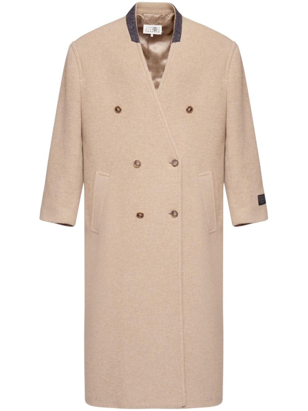 MM6 Maison Margiela numbers-appliqué double-breasted coat - Nude
