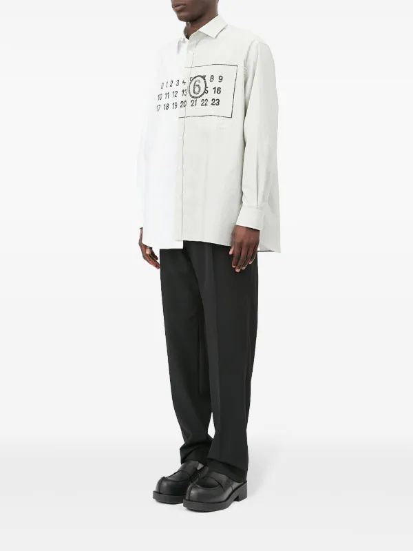 MM6 Maison Margiela Numbers-motif Asymmetric Cotton Shirt