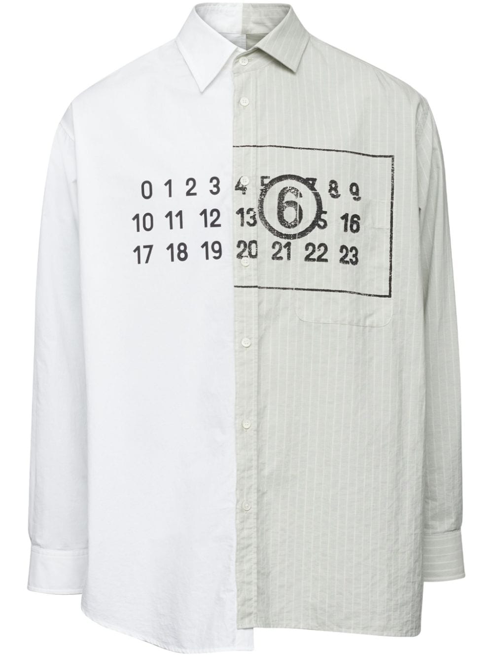 Mm6 Maison Margiela Numbers-motif Asymmetric Cotton Shirt In White