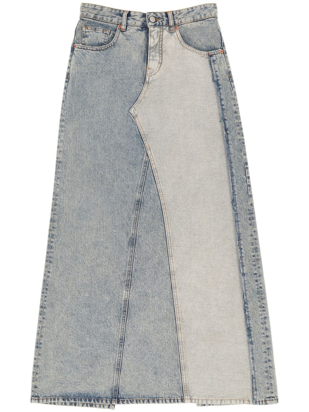 Shop Mm6 Maison Margiela Slit Denim Maxi-skirt In Blue