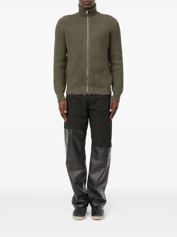 MM6 Maison Margiela Ribbed zip-up Cotton Jacket | Green
