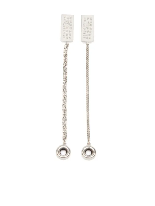 MM6 Maison Margiela Numbers-motif Drop Earrings in Silver