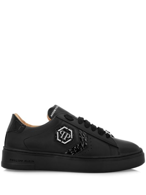 Philipp Plein logo-patch panelled leather sneakers Men