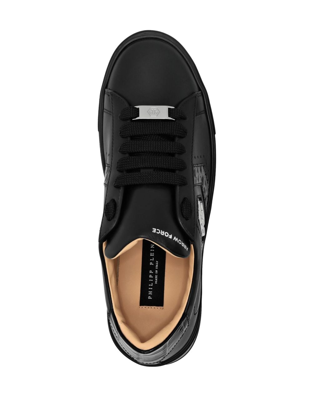 Shop Philipp Plein Logo-patch Panelled Leather Sneakers In Black