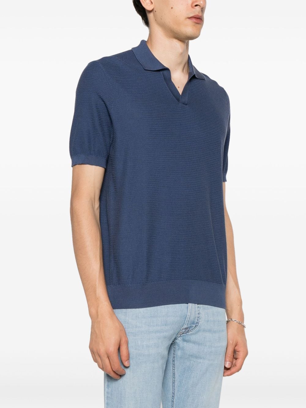 Shop Tagliatore Paco Split-neck Polo Shirt In Blue
