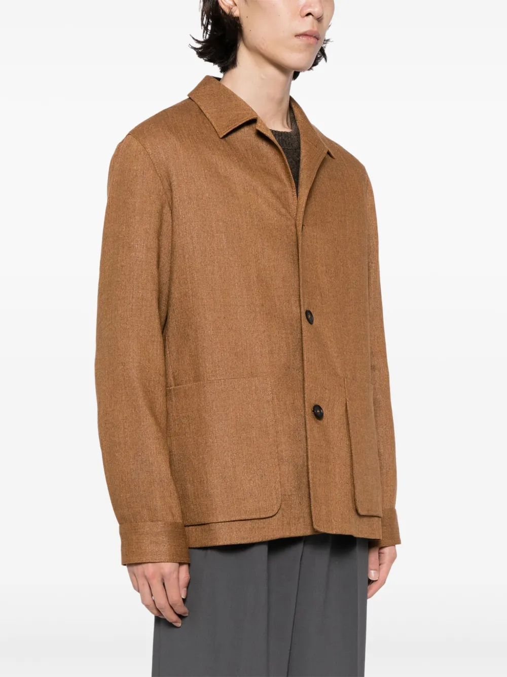 Zegna Jack met opgestikte zak Bruin