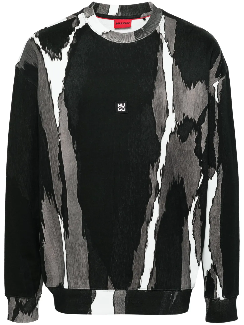 HUGO Sweater met logoplakkaat Zwart