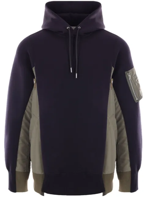 sacai panelled long-sleeve hoodie