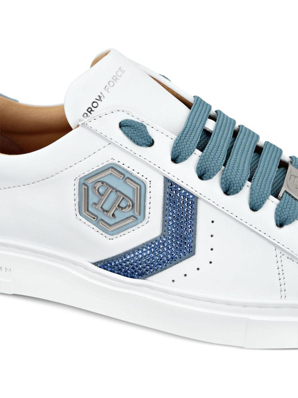 Shop Philipp Plein Arrow Force Strass Hexagon Low-top Sneakers In White