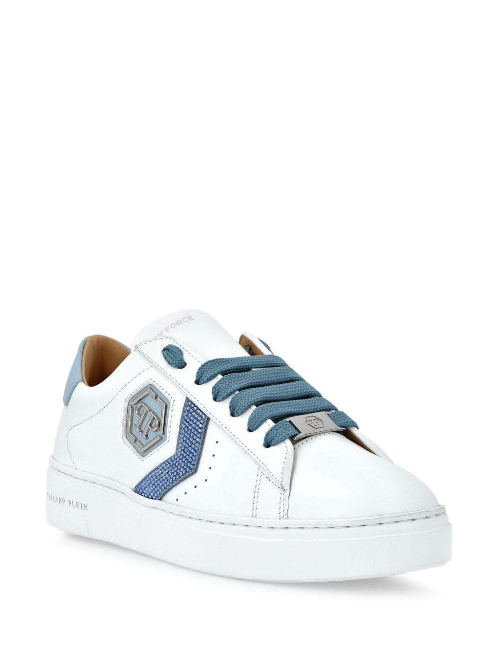 Shop Philipp Plein Arrow Force Strass Hexagon Low-top Sneakers In White