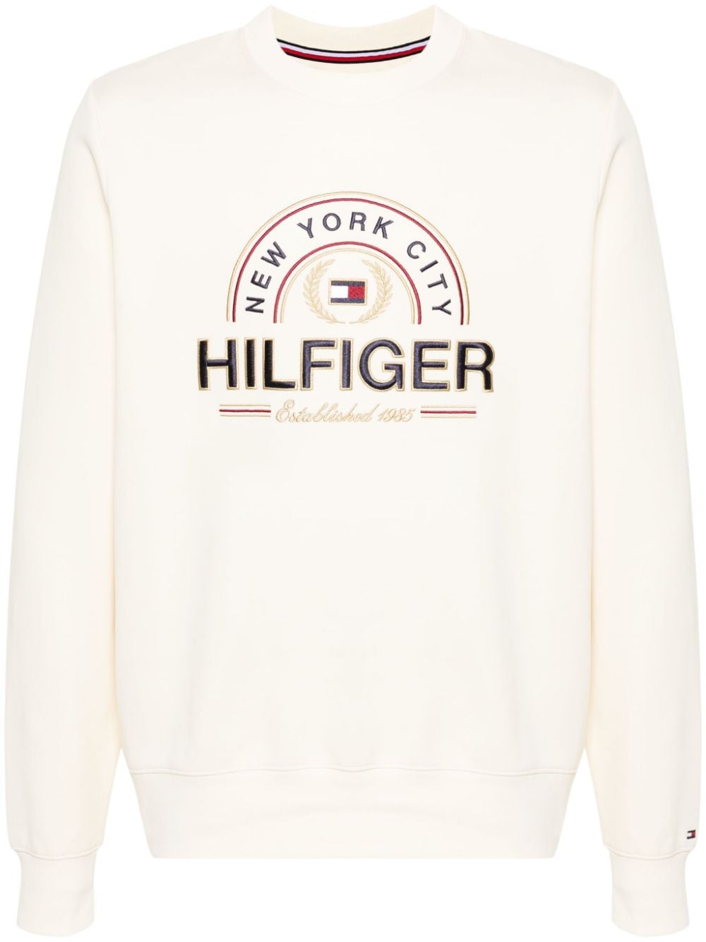 Tommy Hilfiger Logo-embroidered Cotton Blend Sweatshirt In Neutrals