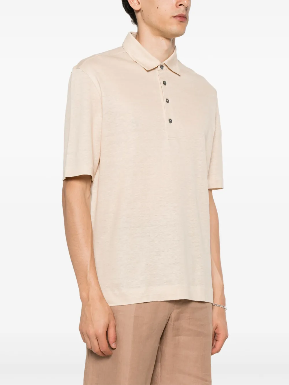 Zegna Linnen poloshirt Beige