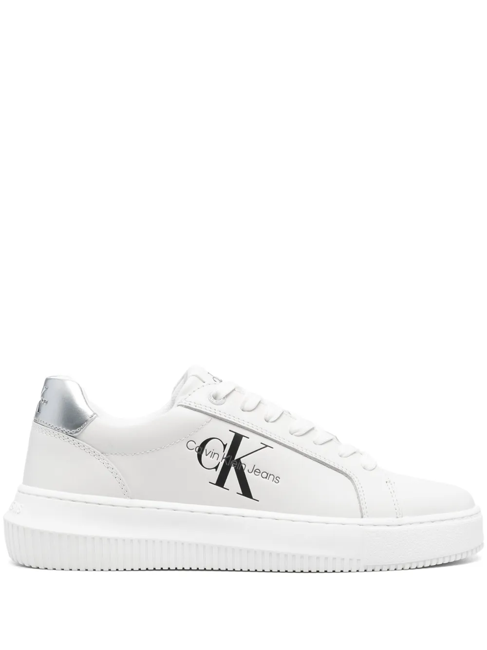 Calvin Klein Jeans logo-print leather sneakers - Bianco