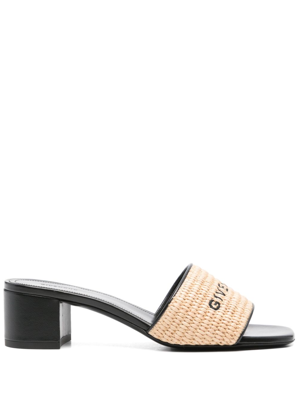 Givenchy 50mm logo-embroidered raffia mules Neutrals