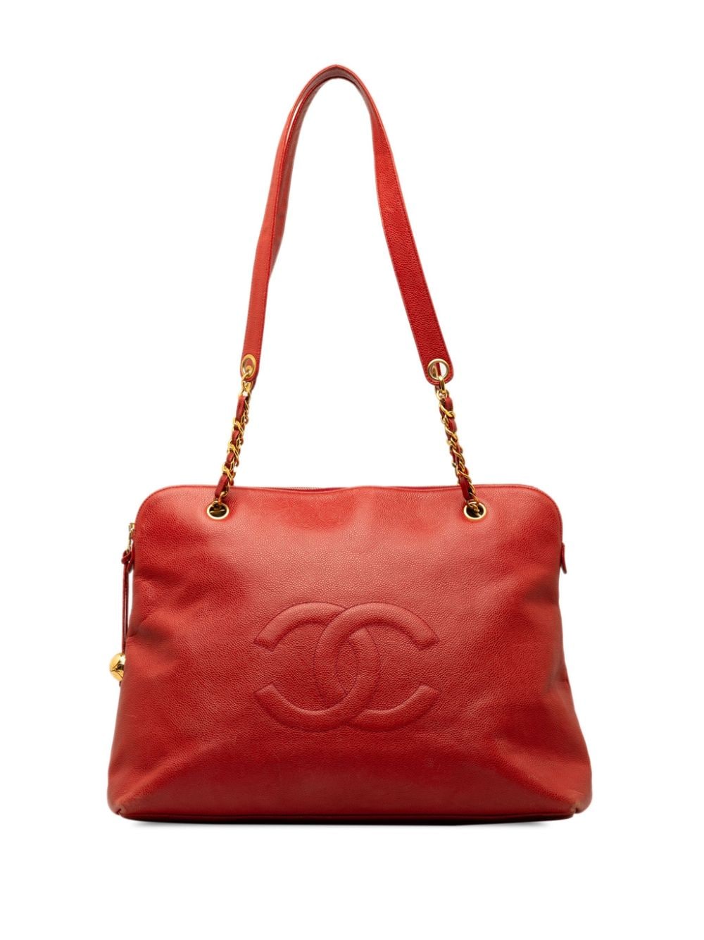 Pre-owned Chanel 1994-1996 Cc Caviar Shoulder Bag In Red