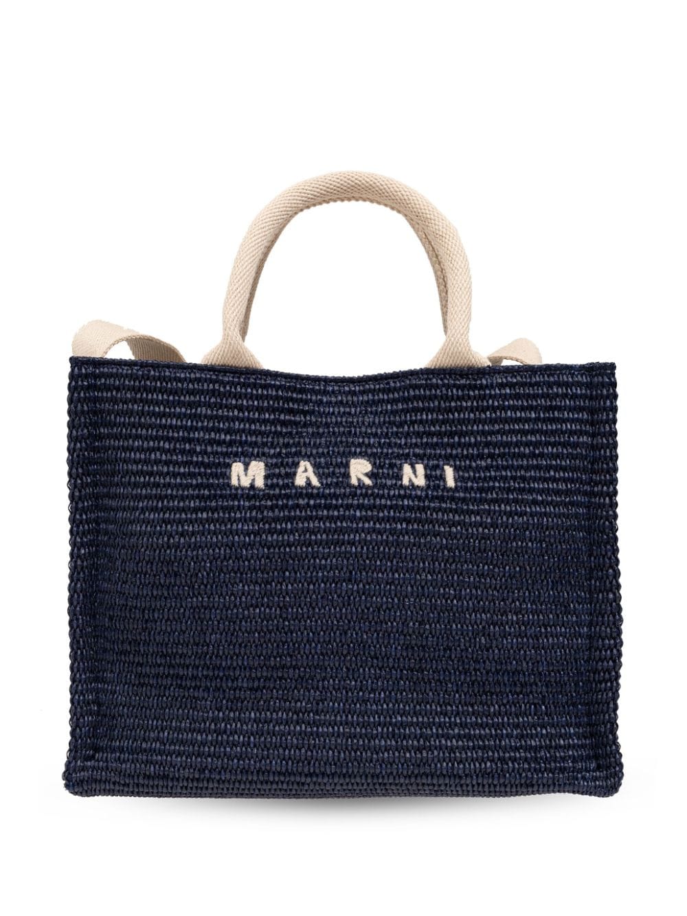 Marni Raffia shopper met geborduurd logo Blauw