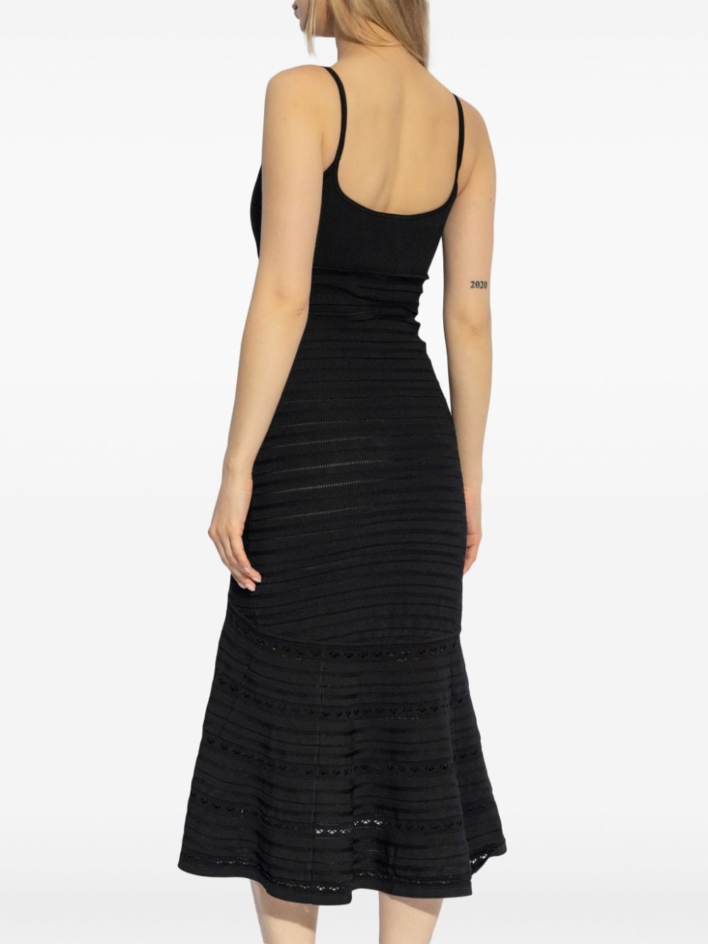 Shop Victoria Beckham Cut-out Pointelle-knit Midi Dress In Black