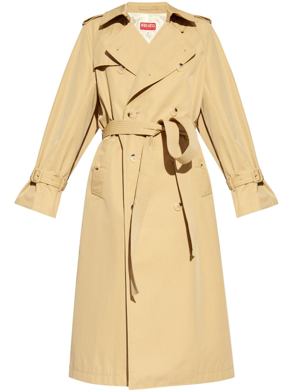 Kenzo Cut-out Double-breasted Trench Coat In Neutrals