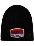 DSQUARED2 logo-appliqué wool beanie - Black