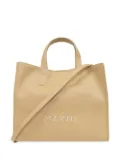 Marni logo-embroidered leather tote bag - Neutrals