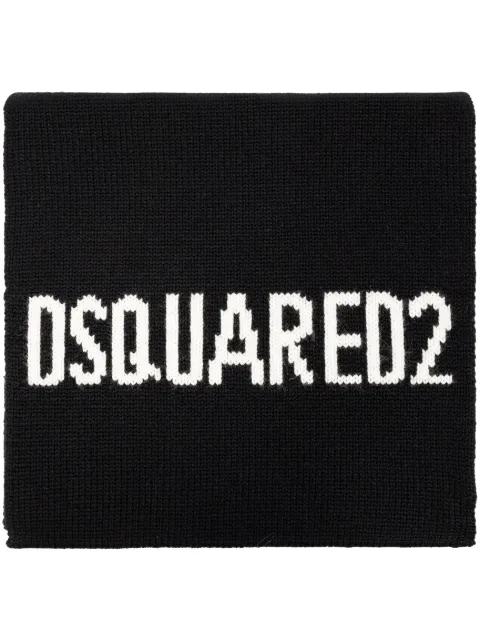DSQUARED2 logo intarsia-knit wool scarf
