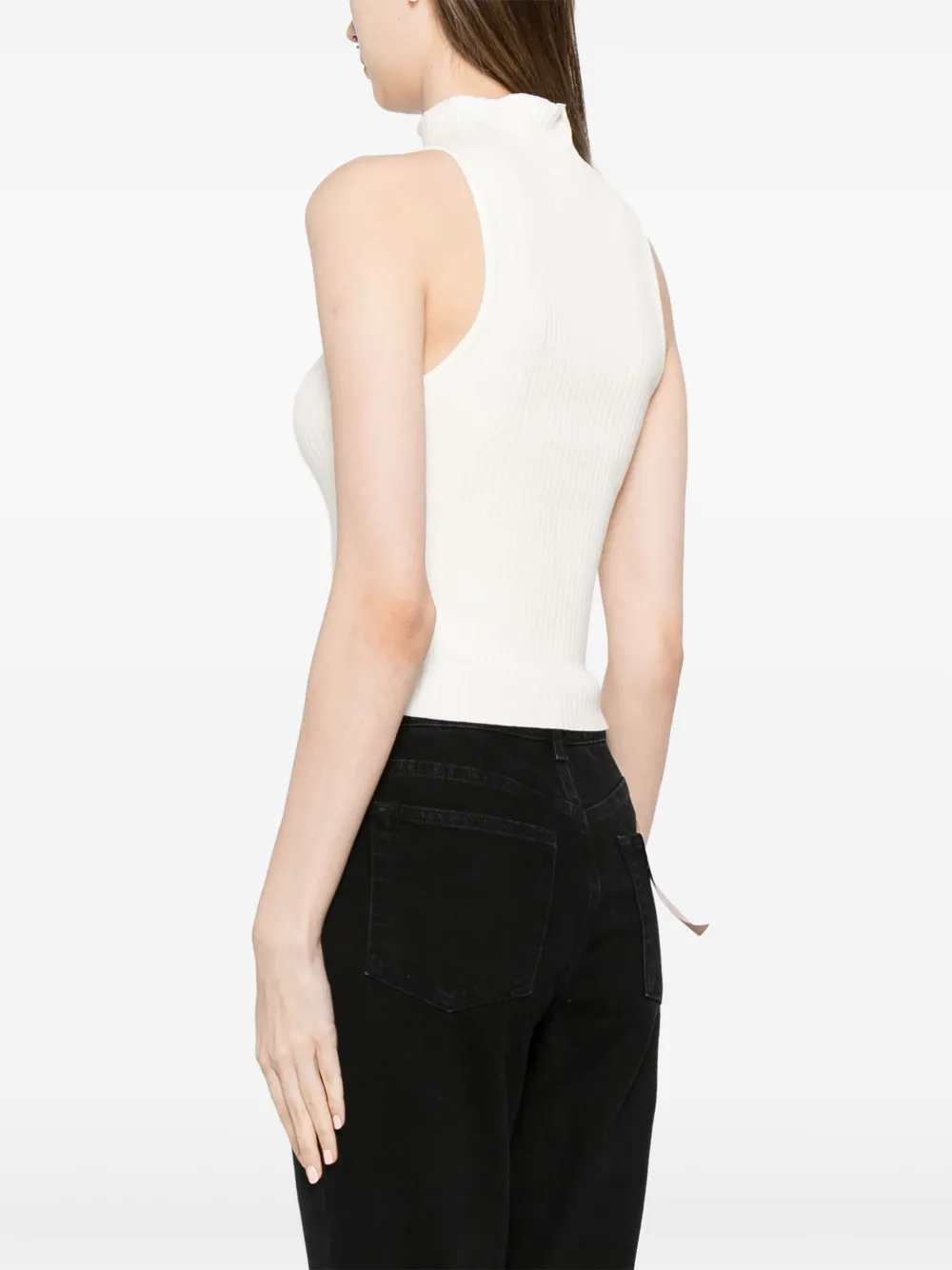 Reformation Tallulah ribgebreide mouwloze top Wit