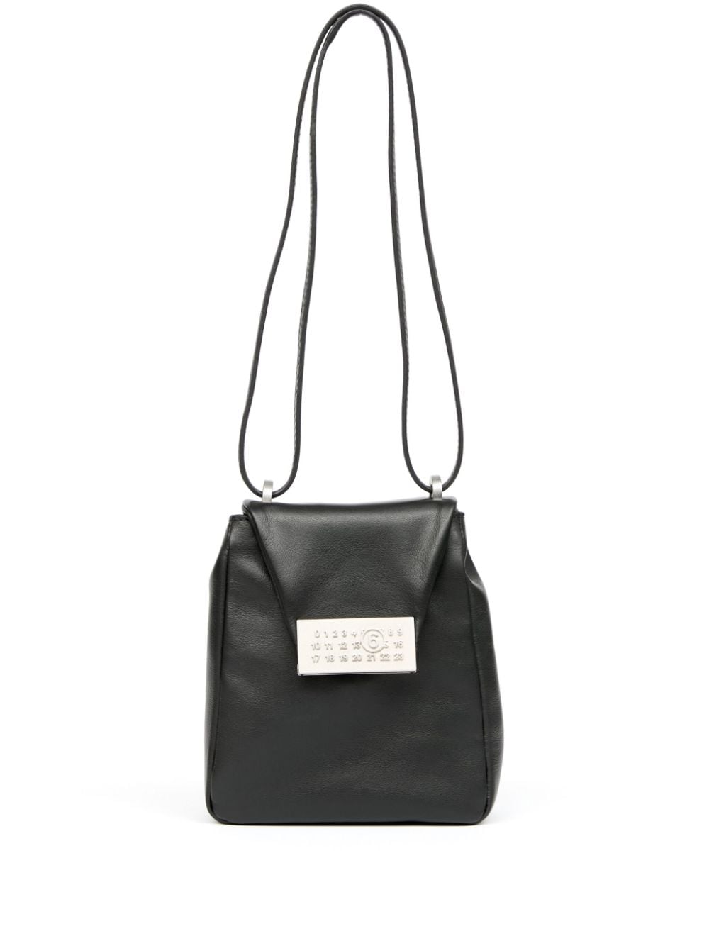 Shop Mm6 Maison Margiela Small Numeric Leather Shoulder Bag In Black