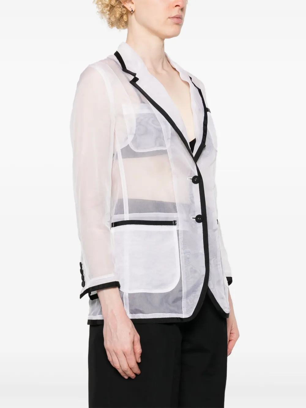 Thom Browne Semi-sheer Organza Blazer In Neutrals