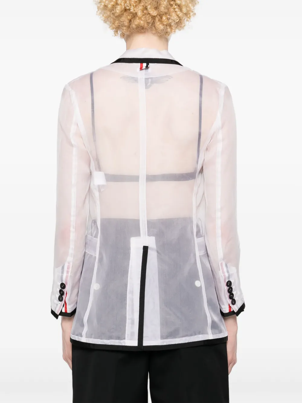 Thom Browne Semi-sheer Organza Blazer In Neutrals