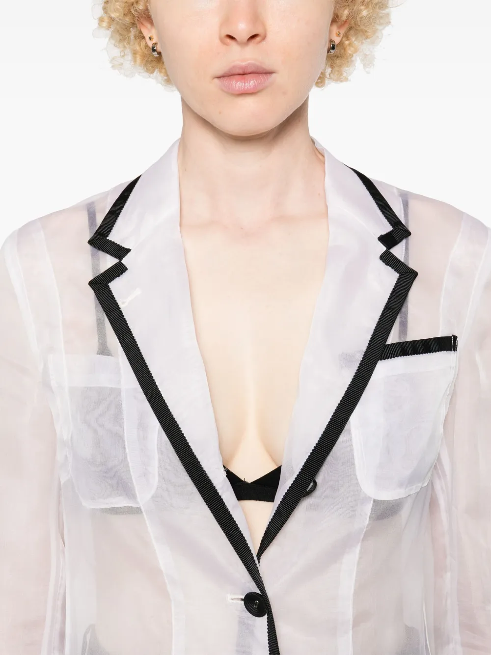 Thom Browne Semi-sheer Organza Blazer In Neutrals