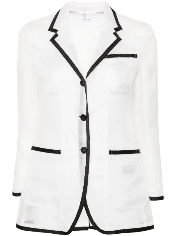 Thom Browne Silk Organza Elongated Jacket in Neutrals