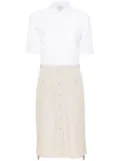 Thom Browne colour-block button-up shirtdress - White