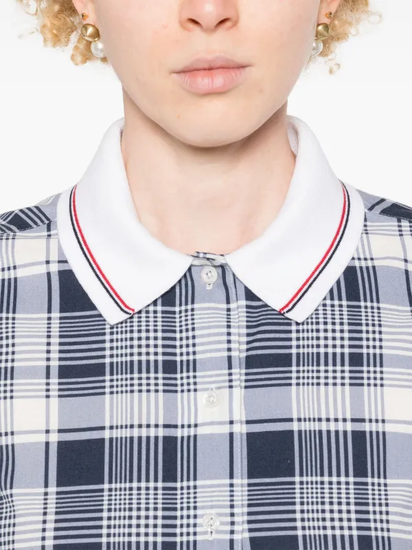 ★THOM BROWNE★マドラス チェック シャツ ドレス Thom Browne チェック シャツドレス | ブルー | FARFETCH JP