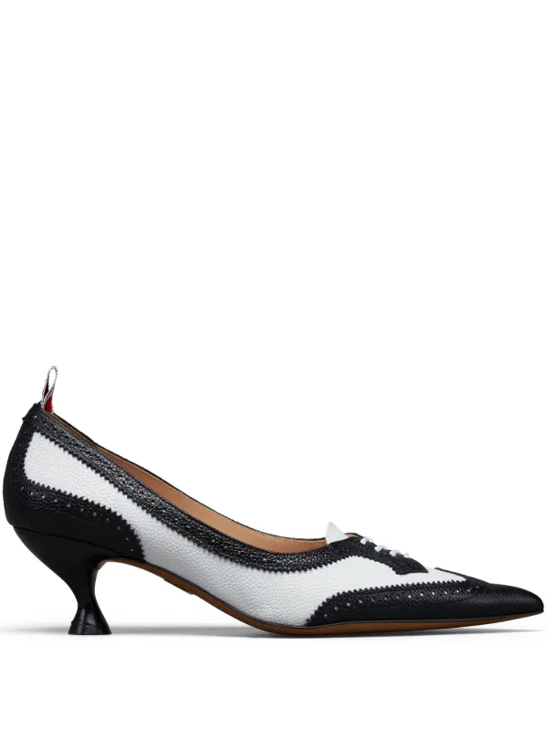 Thom Browne Pebble Grain Wingtip Pumps 50mm in Black