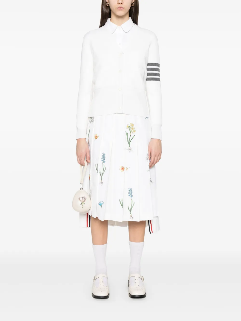 thombrowne Thom Browne Midi-rok met geborduurde bloemen - 100 WHITE