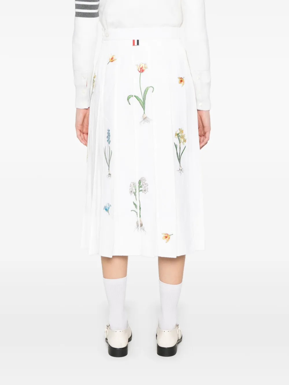 Thom Browne Midi-rok met geborduurde bloemen Wit