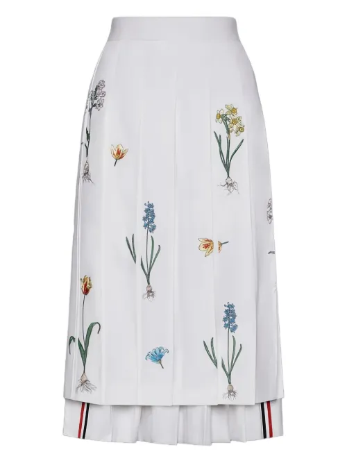 Jupe mi-longue à fleurs brodées - Thom Browne - Modalova
