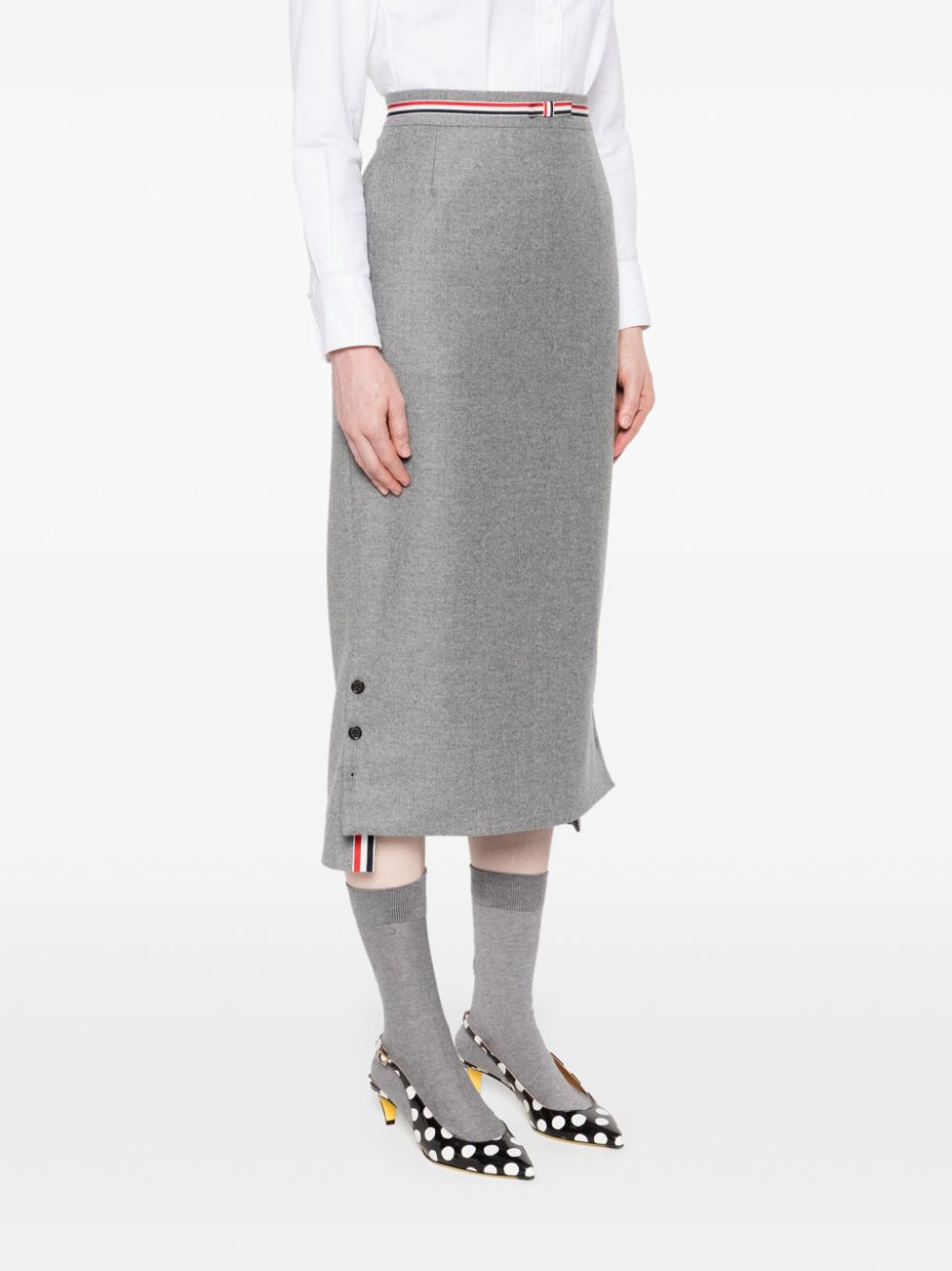 Thom Browne Midi-rok met RWB-streep Grijs