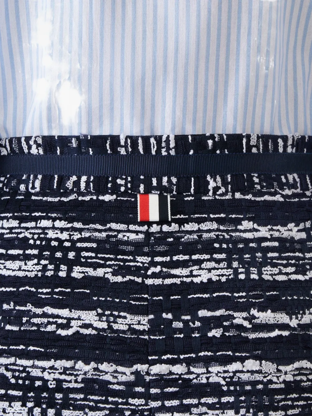 Thom Browne Tweed Frayed-hem Skirt In Blue
