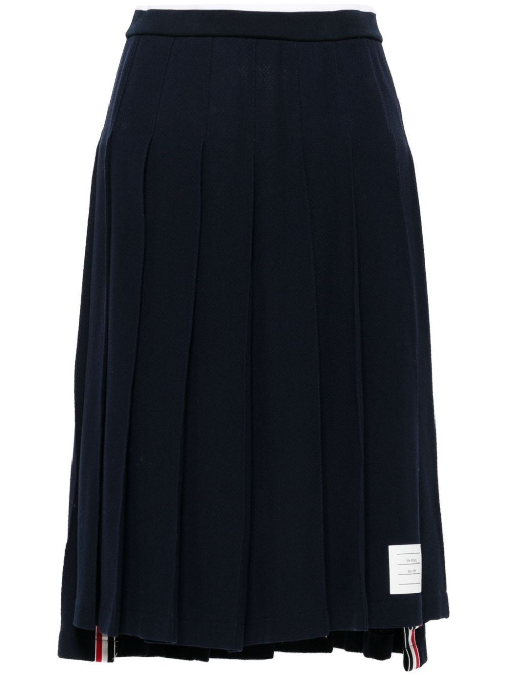 pleated chevron-knit midi skirt