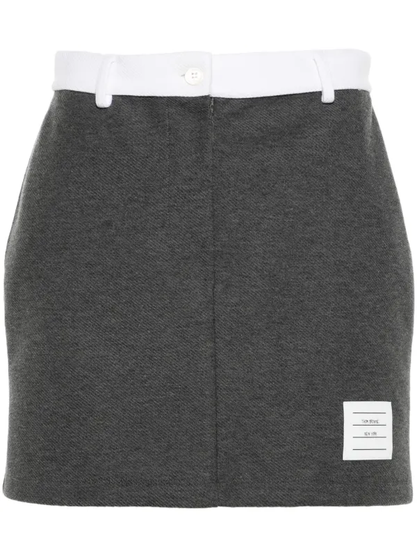 Thom Browne Logo-patch Mini Skirt in Grey