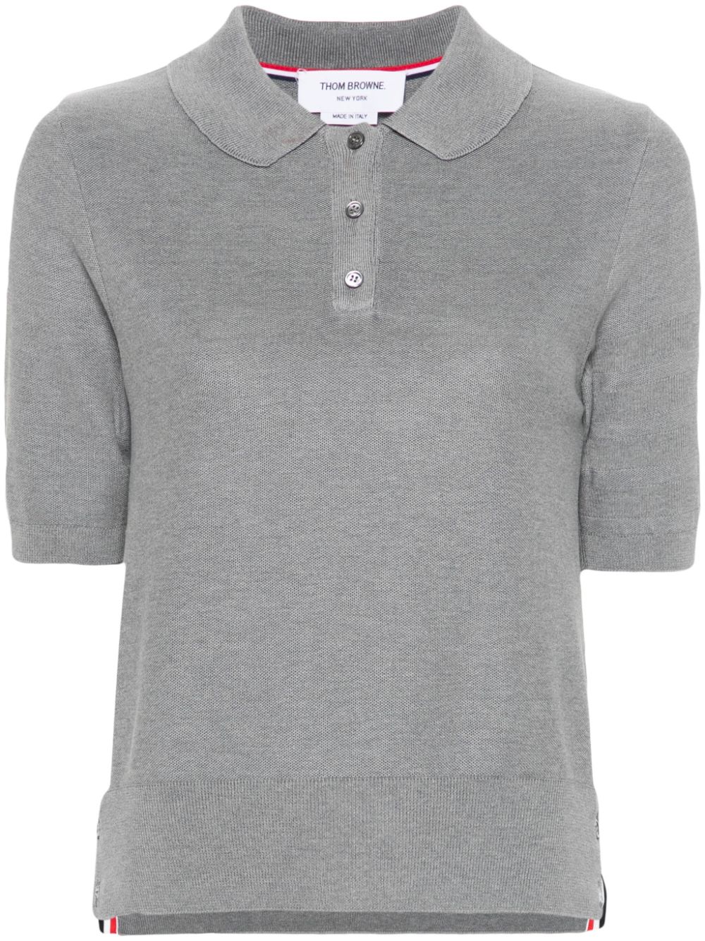 Thom Browne 4-Bar piqué-knit polo shirt - Grey