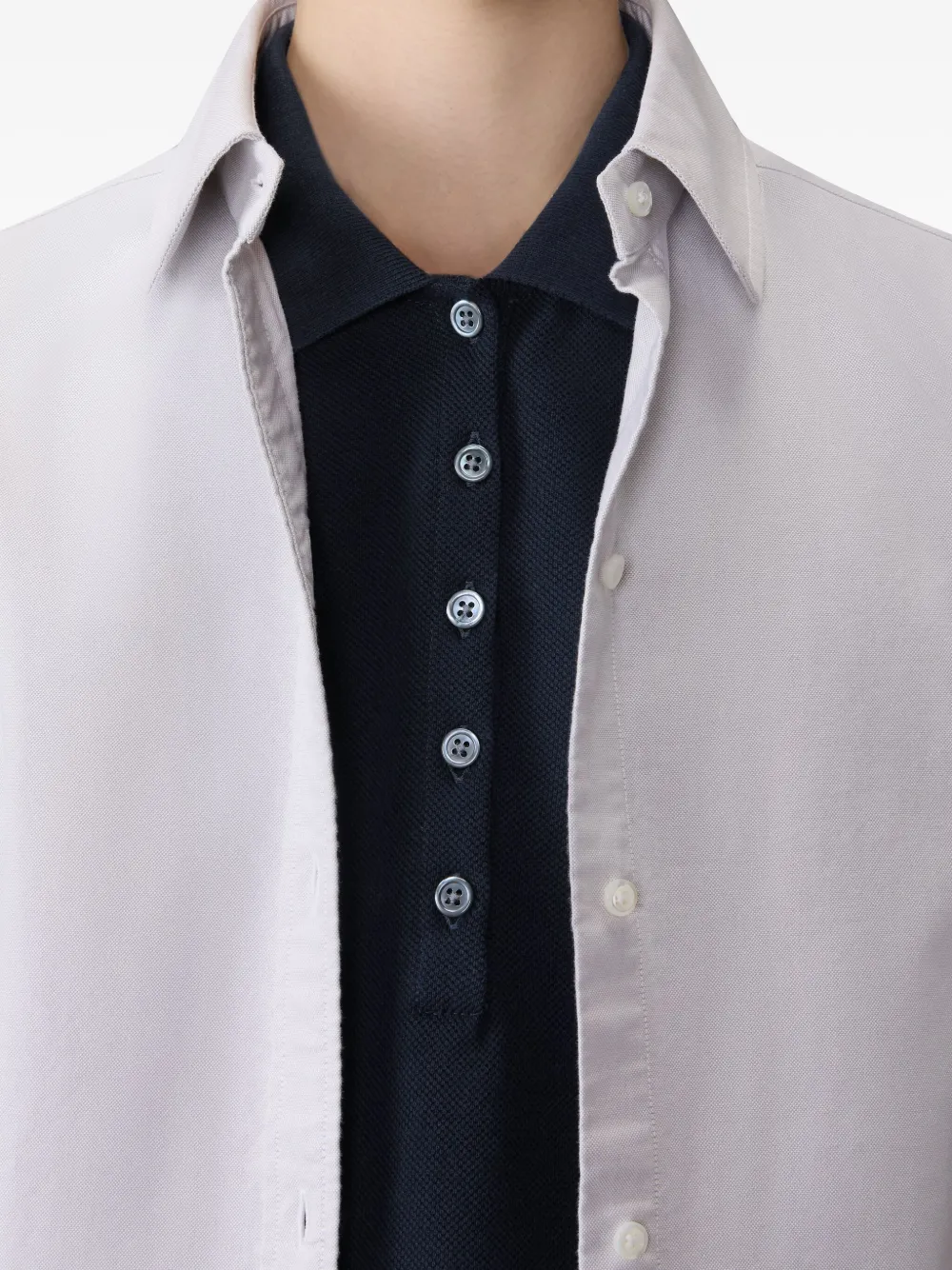 Thom Browne four-bar striped rib-cuffs polo top Zwart