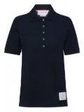 Thom Browne four-bar striped rib-cuffs polo top - Black
