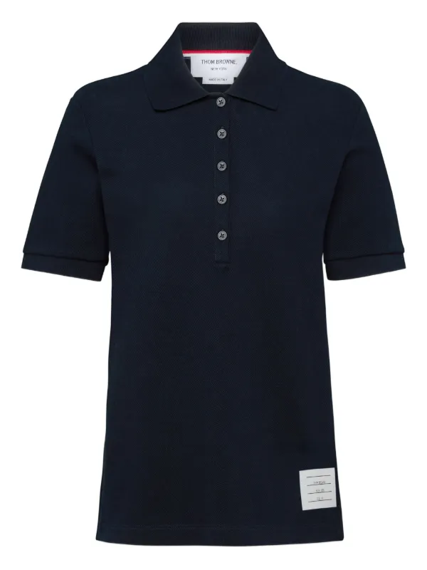 Thom Browne Classic Pique 4-Bar Polo in Black