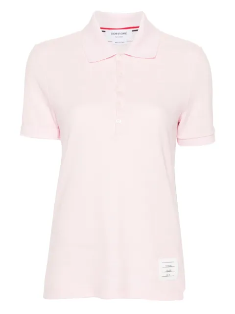 Thom Browne logo-patch piqué polo top