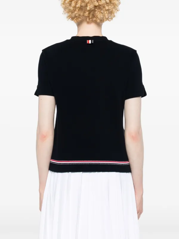Thom Browne Piqué logo-patch Jumper | Blue | FARFETCH