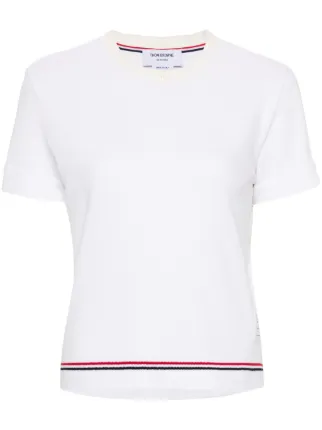Thom Browne RWB-stripe piqué-knit Top | White | FARFETCH